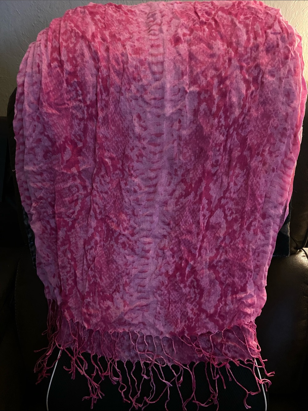 Soft Pink Textured Fringe Scarf / Wrap